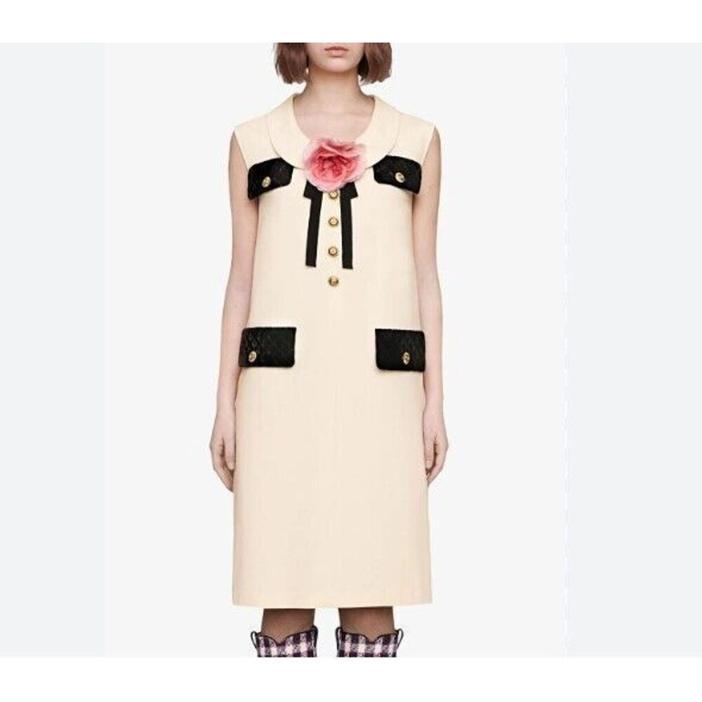NWT. $3600 GUCCI Floral-appliquéd cady mini dress XXS - Picture 6 of 16